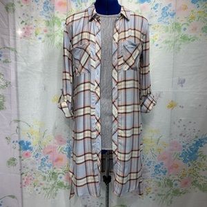 Long Fit Pink Rose Flannel Shirt